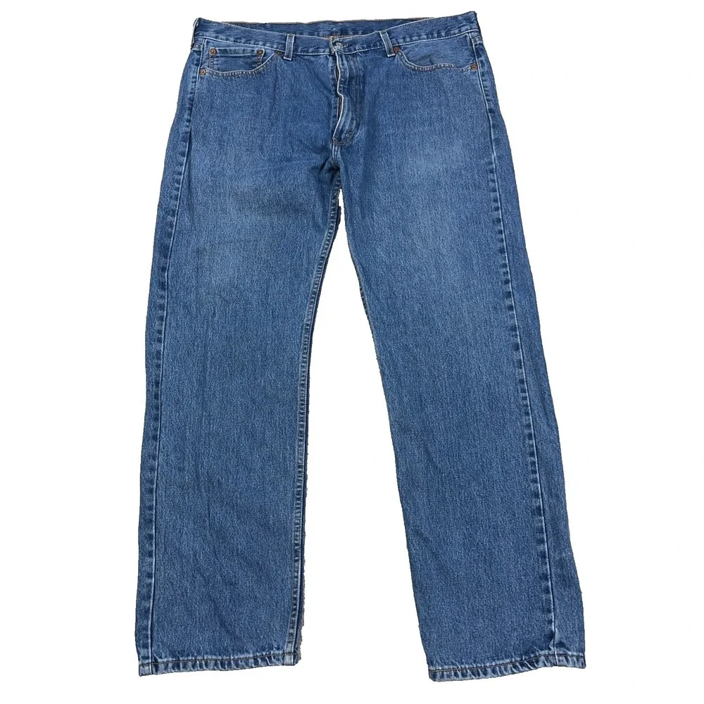 Levis 505 Jeans Men 40x32 Regular Fit Straight LegMed Wash Work Pants Faded B22*